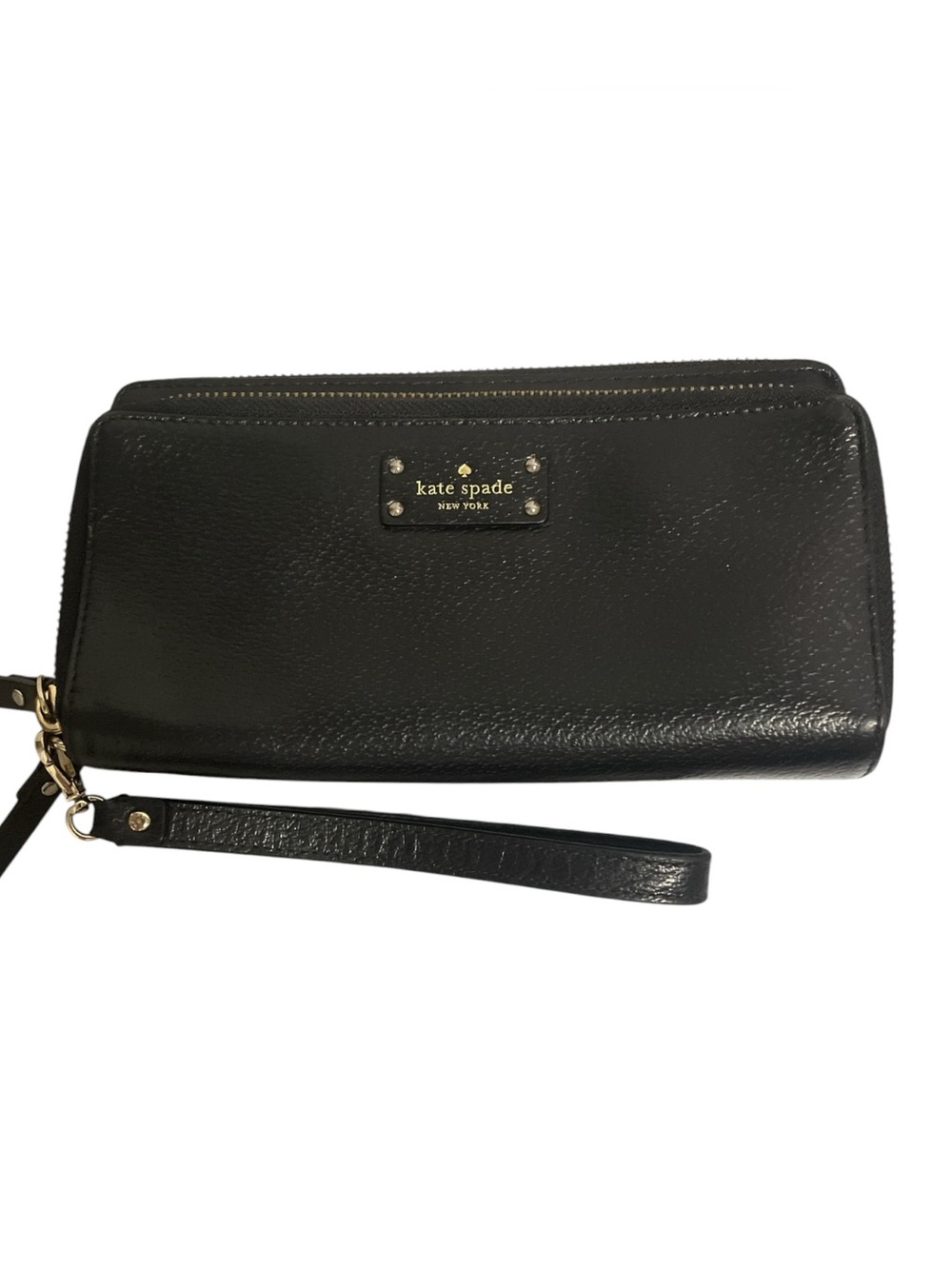 KATE SPADE Payton Large Continental Black Pebbled Leather Wallet Wristlet